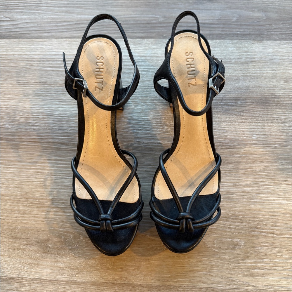 Schutz Kelsie Platform Strappy Sandals, Black